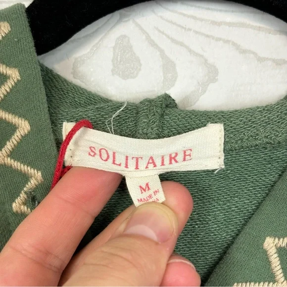 Solitaire Green Floral Embroidered Jacket Size Medium Zip Up - Picture 9 of 10